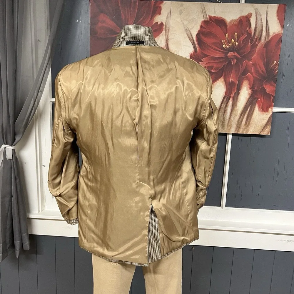 Chaps Silk Wool Blazer‎ Sport Coat Mens 42S Short Classic Fit Beige/Olive/Purple
